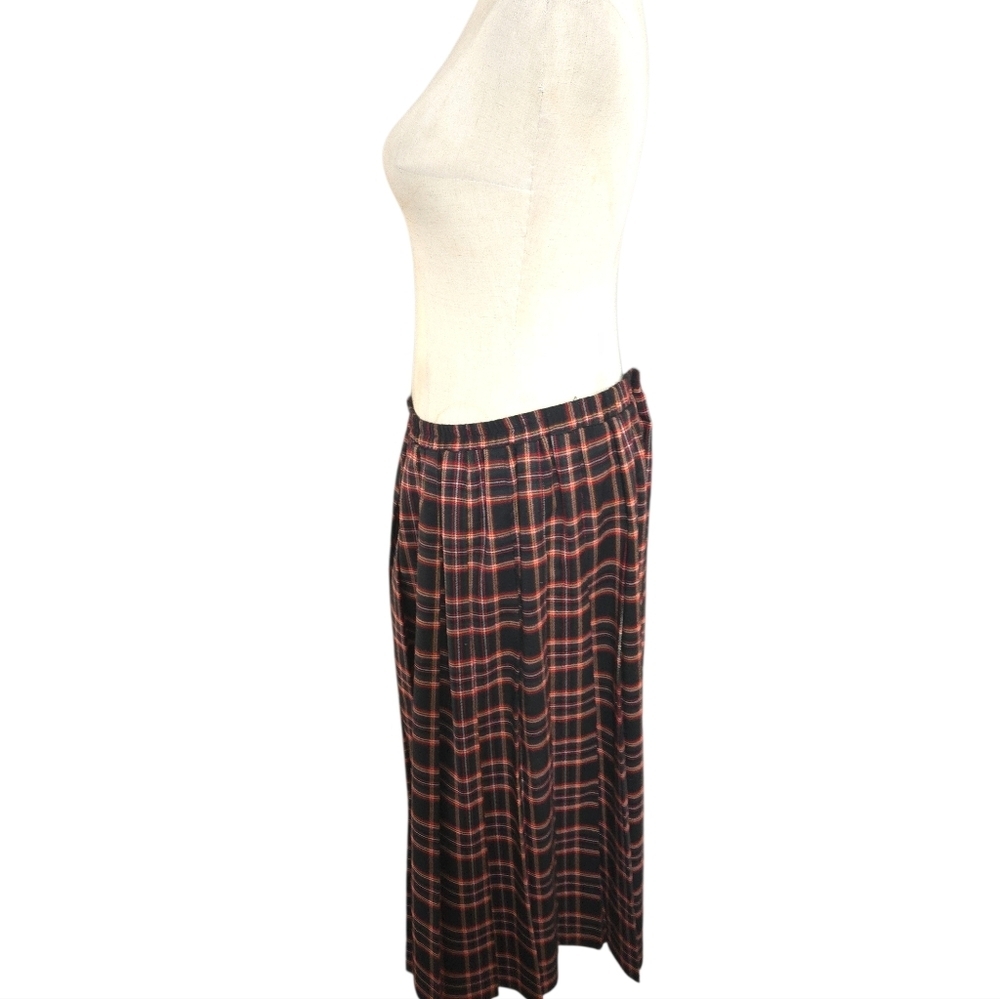 Appleseed's Black and Red Plaid Pleated Midi Skirt - Picture 4 of 7